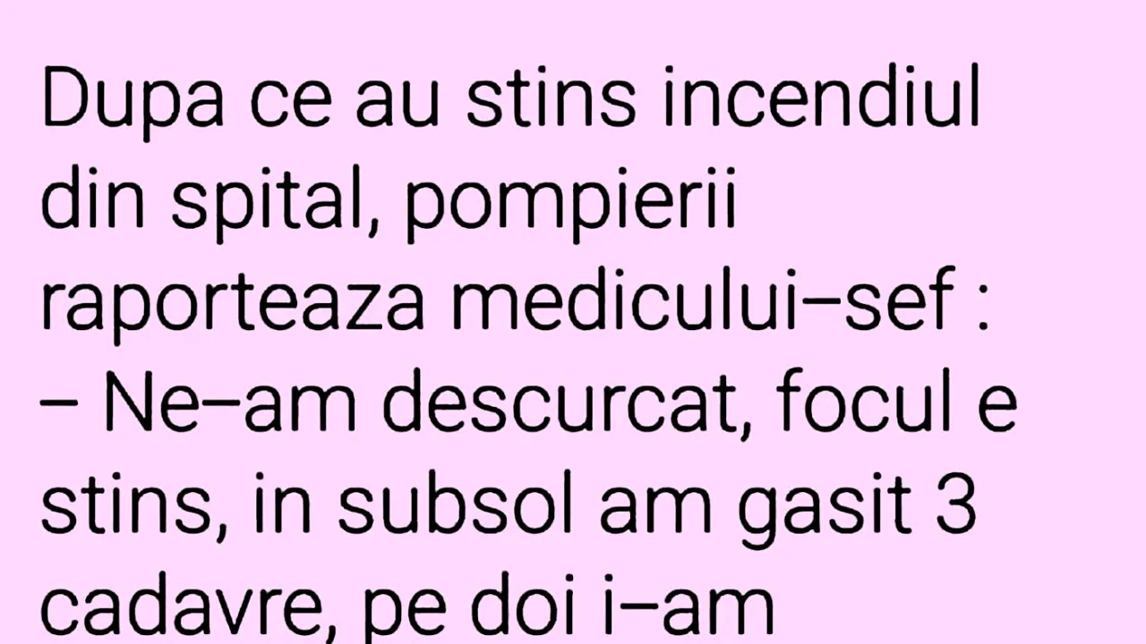 BANCUL ZILEI | Pompierii și incendiul din spital