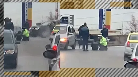 VIDEO | Polițistă care dirija traficul, lovită de o mașină. Cine se afla la volan