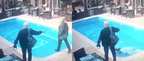 Control cu peripeții. Un inspector ANAF neatent a căzut în piscina unui restaurant din Constanța - VIDEO