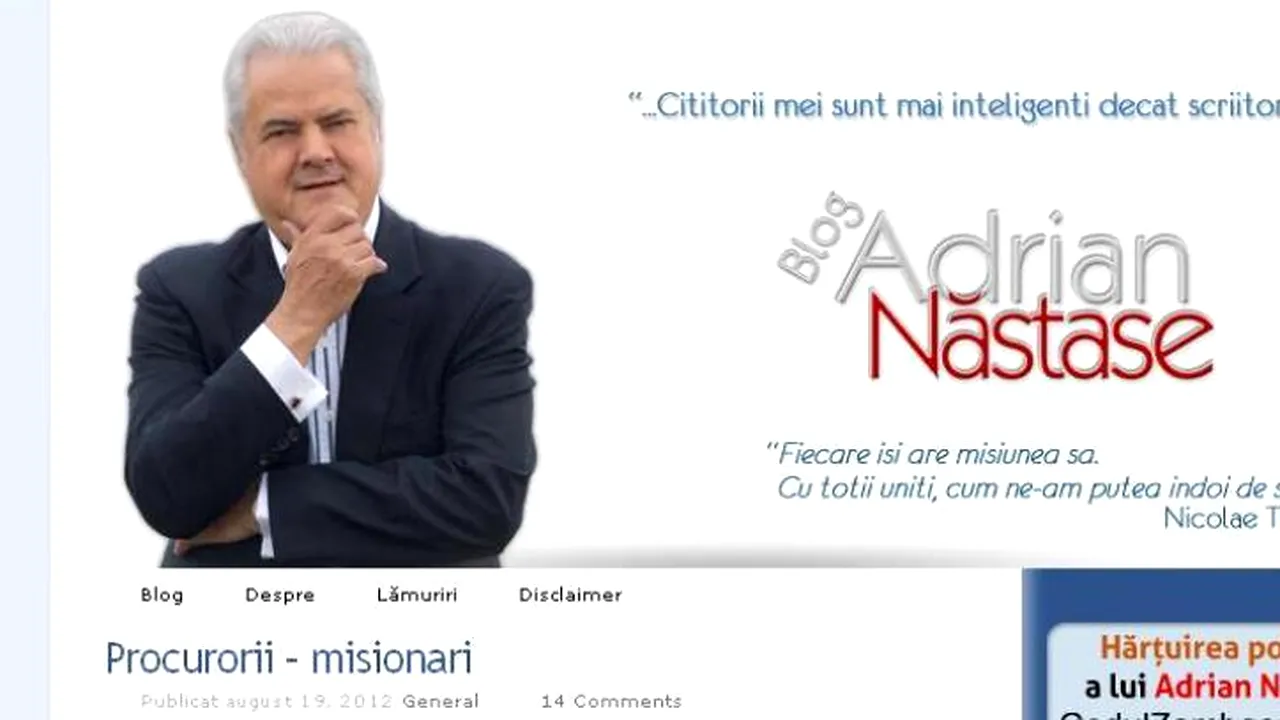 Adrian Năstase, pe blog: 