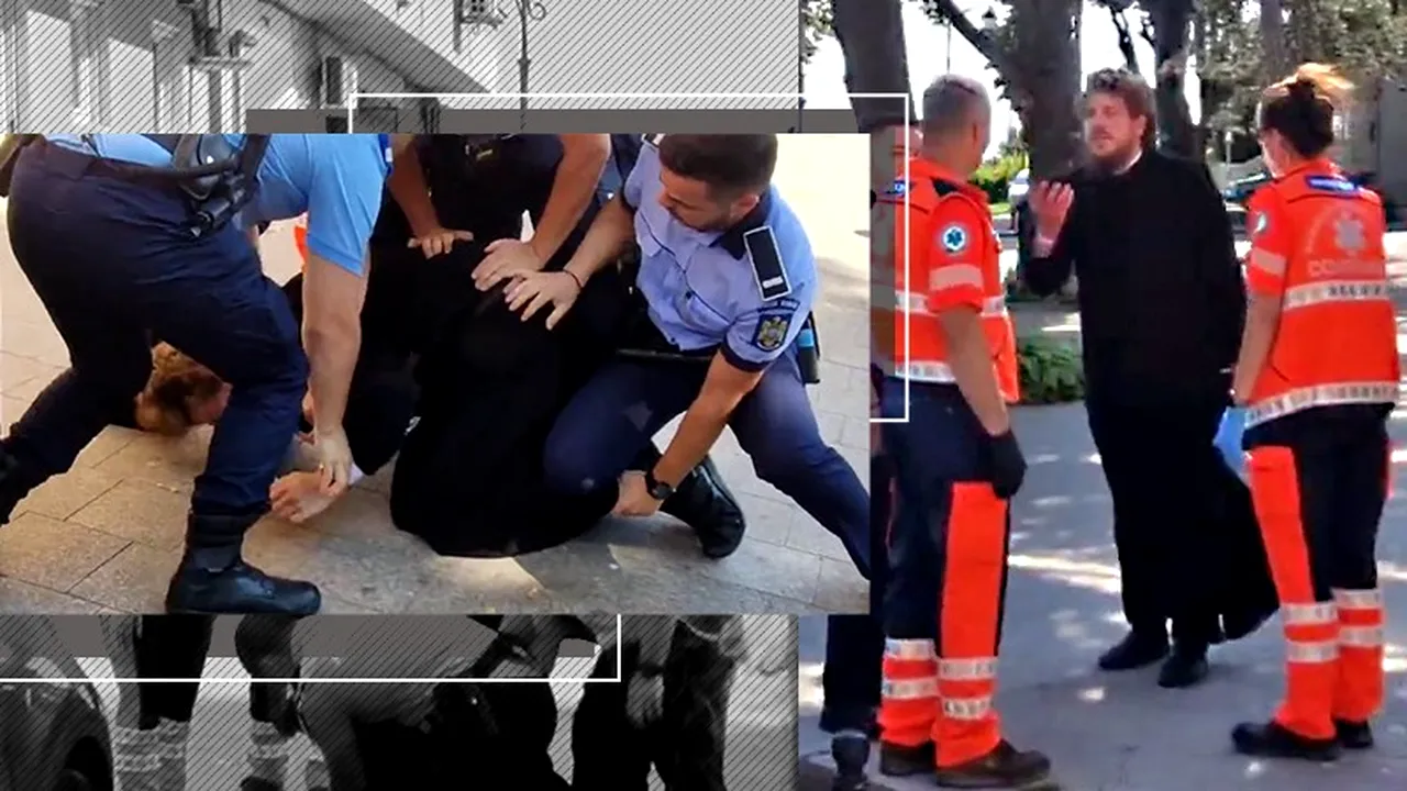 VIDEO | Un călugăr din Constanța a fost încătușat de polițiști în urma unei căderi nervoase. Bărbatul a provocat un scandal la Catedrala Arhiepiscopală a Tomisului