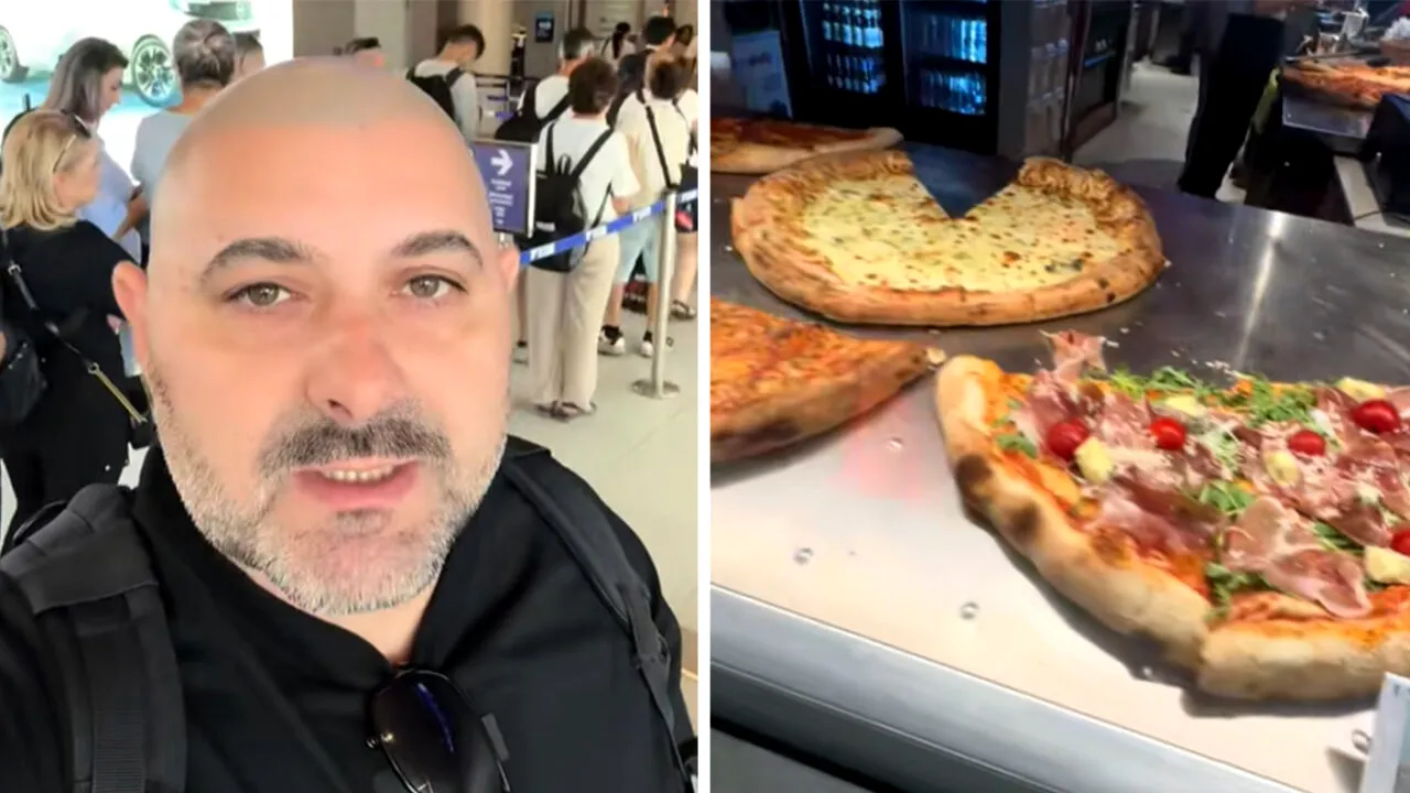 Reacția acestui turist când a văzut cât costă o simplă felie de pizza în Aeroportul Otopeni. A crezut că este o eroare