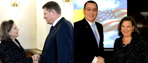 Nuland s-a întâlnit cu Iohannis și Ponta. Concluzia premierului: „Partenerii noștri nu vor scandal. Vor să arătăm că România combate corupția și evaziunea
 