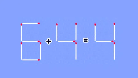 Test IQ | Mutați un singur băț de chibrit pentru a corecta egalitatea 6+4=4