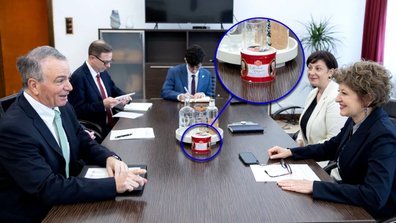 Oana Gheorghiu l-a așteptat la Guvern pe noul ambasador al SUA în România cu bomboane austriece. Cât costă o cutie de praline