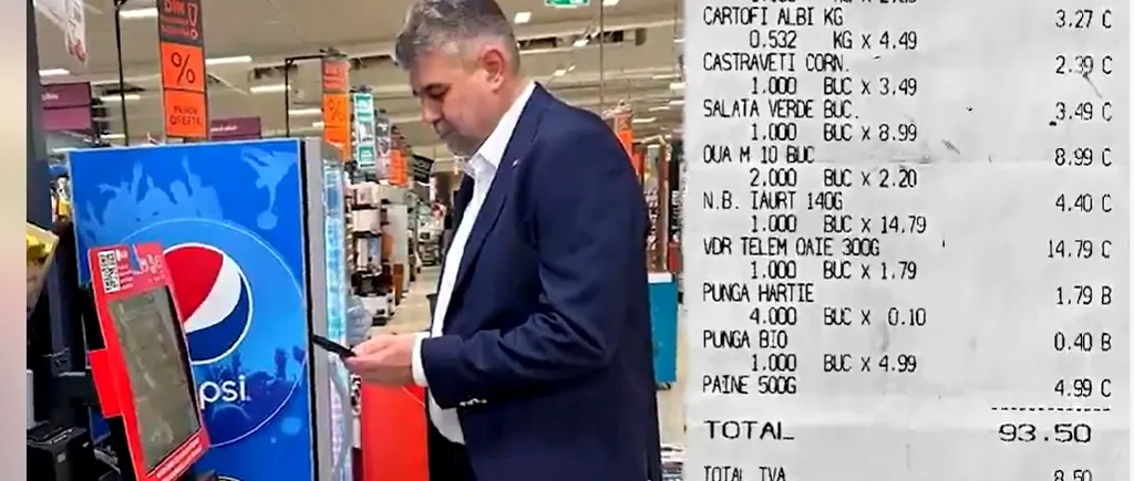 VIDEO | LISTA LUI CIOLACU. Ce produse a cumpărat premierul și cum arată bonul fiscal de 93.50 de lei. Este drept, am uitat să iau roșii!