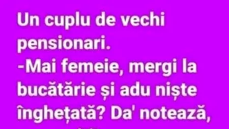 BANCUL ZILEI | Un cuplu de vechi pensionari