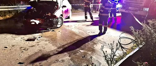 O mașină a luat foc după ce a intrat în plin într-o turmă de oi, pe un drum din Teleorman. Care e <i class='ep-highlight'>bilanțul</i> impactului (FOTO)