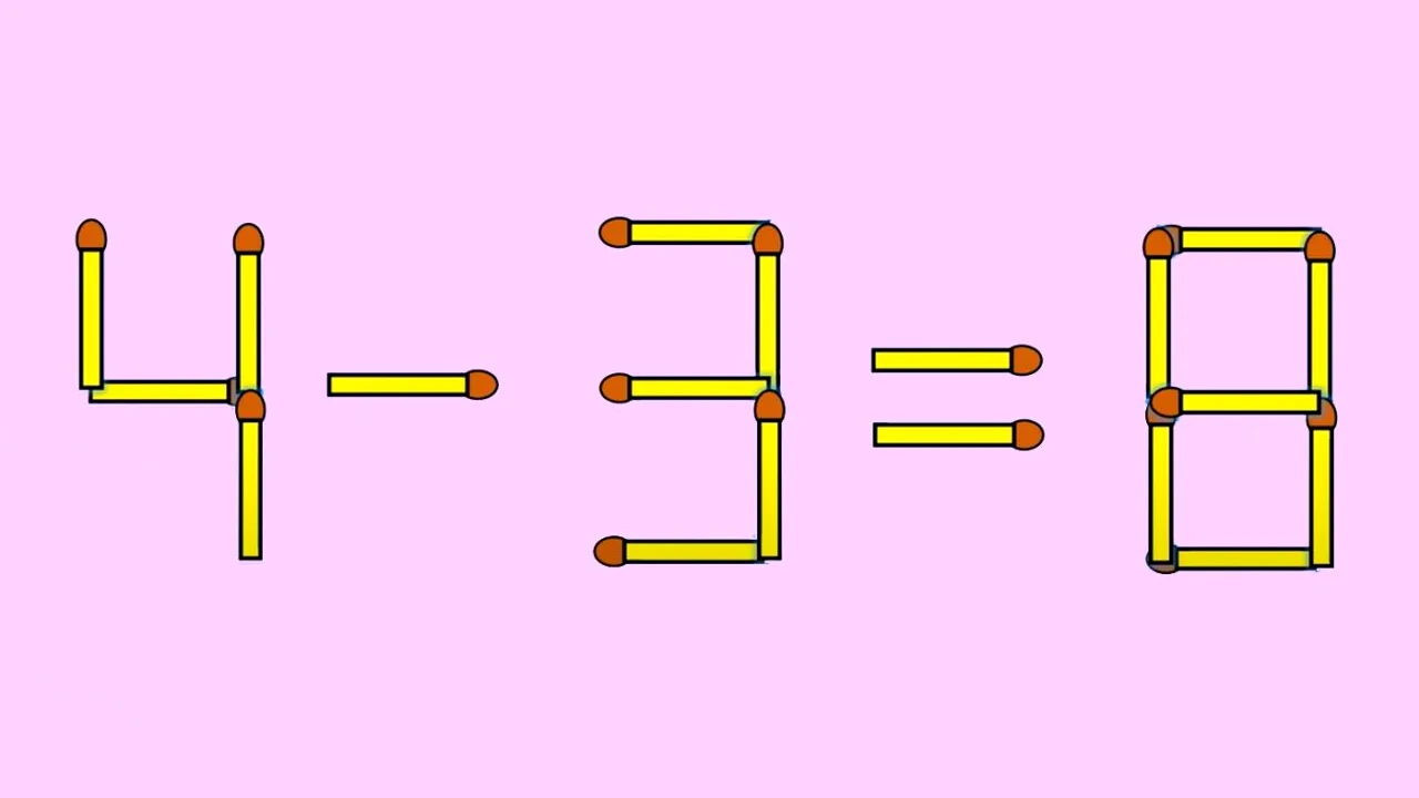 Test IQ cu chibrituri | 4-3=8 este greșit. Mutați un singur băț, pentru a corecta egalitatea