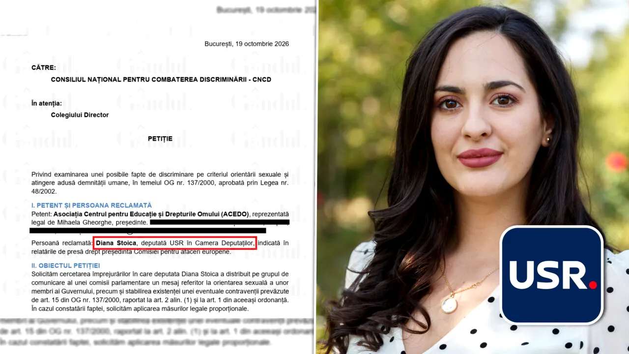 O asociație care luptă împotriva discriminării a depus plângere la CNCD împotriva deputatei USR Diana Stoica, după mesajul homofob trimis pe grupul de WhatsApp al Comisiei pentru afaceri europene