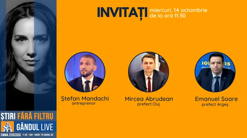 Antreprenorul Ștefan Mandachi se află printre invitații Emmei Zeicescu la ediția Gândul LIVE de miercuri, 14 octombrie, de la ora 11.30
