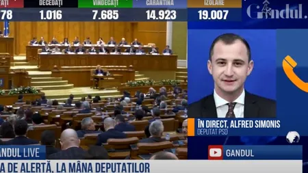 GÂNDUL LIVE. Alfred Simonis, liderul deputaților PSD, despre starea de alertă: Nu putem stabili o lege prin care să impunem restricții foarte clare pe anumite domenii / Timp de 3 zile nu va fi niciun fel de stare din cauza Guvernului habarnist și incompetent!- VIDEO