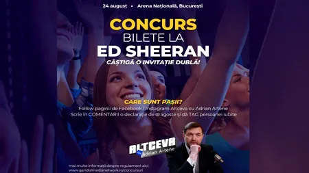 ALTCEVA CU ADRIAN ARTENE vă oferă 80 de BILETE la concertul lui Ed Sheeran de la București