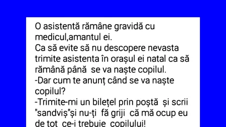 BANCUL de duminică | O asistentă rămâne gravidă cu amantul ei, medicul