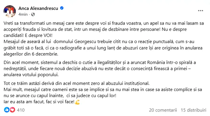 Anca Alexandrescu candidată la Primăria Capitalei, traduce semnalul lui Georgescu