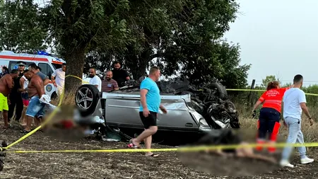 FOTO-VIDEO | Doi adulți și doi copii au murit într-un grav accident petrecut pe DN4, la Frumușani