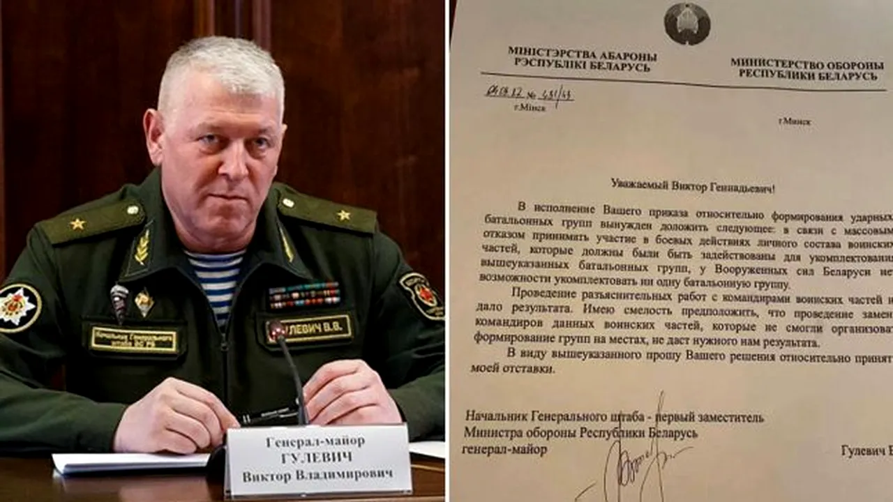 Şeful statului major din Belarus ar fi demisionat pentru că militarii săi nu vor să susţină invazia în Ucraina