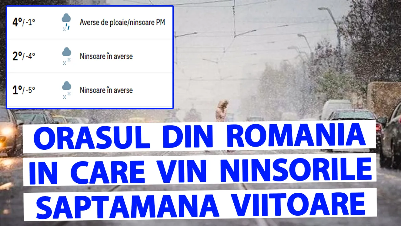 Orașul din România în care vin ninsorile săptămâna viitoare, potrivit meteorologilor Weather.com