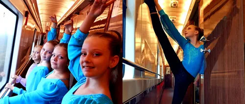 Traseul Timișoara- București, 17 ore pe calea ferată. Mai multe dansatoare s-au antrenat în tren: „Încalzire cu priveliște pentru concursul, la care oricum ajungem târziu- FOTO | VIDEO