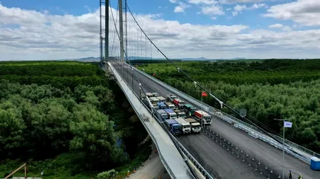 Ultimul test de încercare. Podul suspendat peste Dunăre, Brăila-Tulcea, mai are nevoie doar de panglică. Când va fi inaugurat  