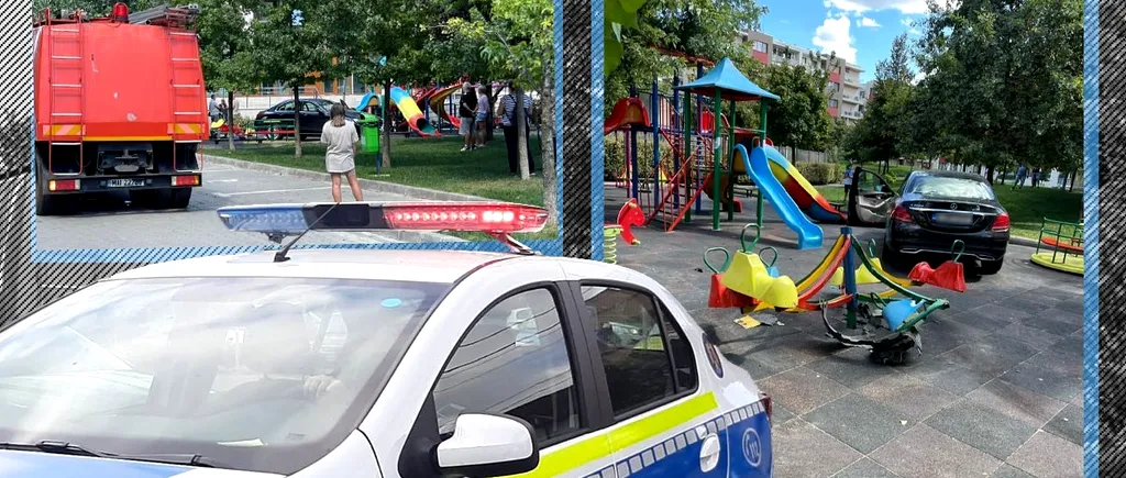 Accident incredibil în București: o şoferiţă a vrut să parcheze maşina, dar a încurcat pedalele şi a intrat cu bolidul într-un loc de joacă pentru copii!
