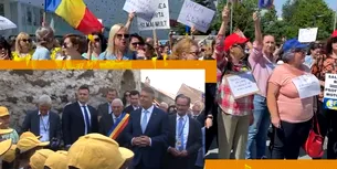 FOTO-VIDEO | Președintele României, IRONIZAT de mai mulți profesori care protestează în centrul Craiovei. I-au cântat „O lume minunată”