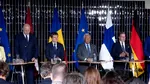 Nicușor Dan vorbește în conferința de presă organizată la summit-ul din Finlanda