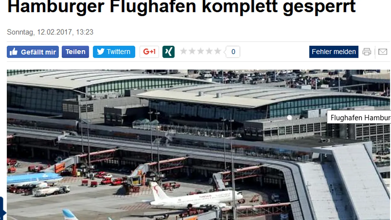 Aeroportul din Hamburg, EVACUAT din cauza unei substanțe necunoscute

