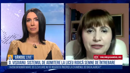 GÂNDUL LIVE. Daniela Vișoianu, specialist în educație: Sistemul de admitere la liceu este vechi și ridică semne de întrebare