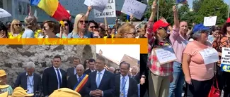 FOTO-VIDEO | Președintele României, IRONIZAT de mai mulți profesori care protestează în centrul Craiovei. I-au cântat „O lume minunată”