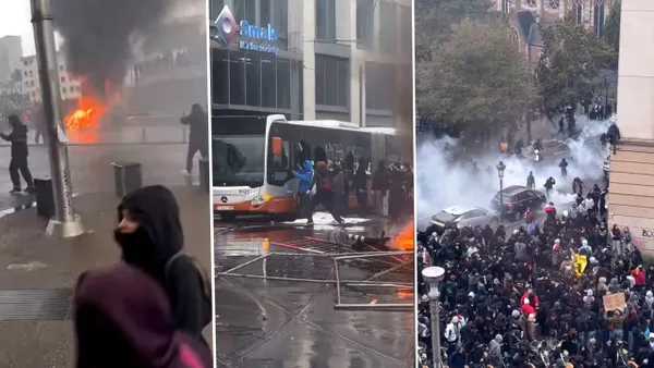 Proteste violente la Bruxelles: Zeci de mii de oameni s-au adunat în zona Gării Centrale. Poliția a folosit gaze lacrimogene și un tun cu apă. Ce nemulțumiri au manifestanții