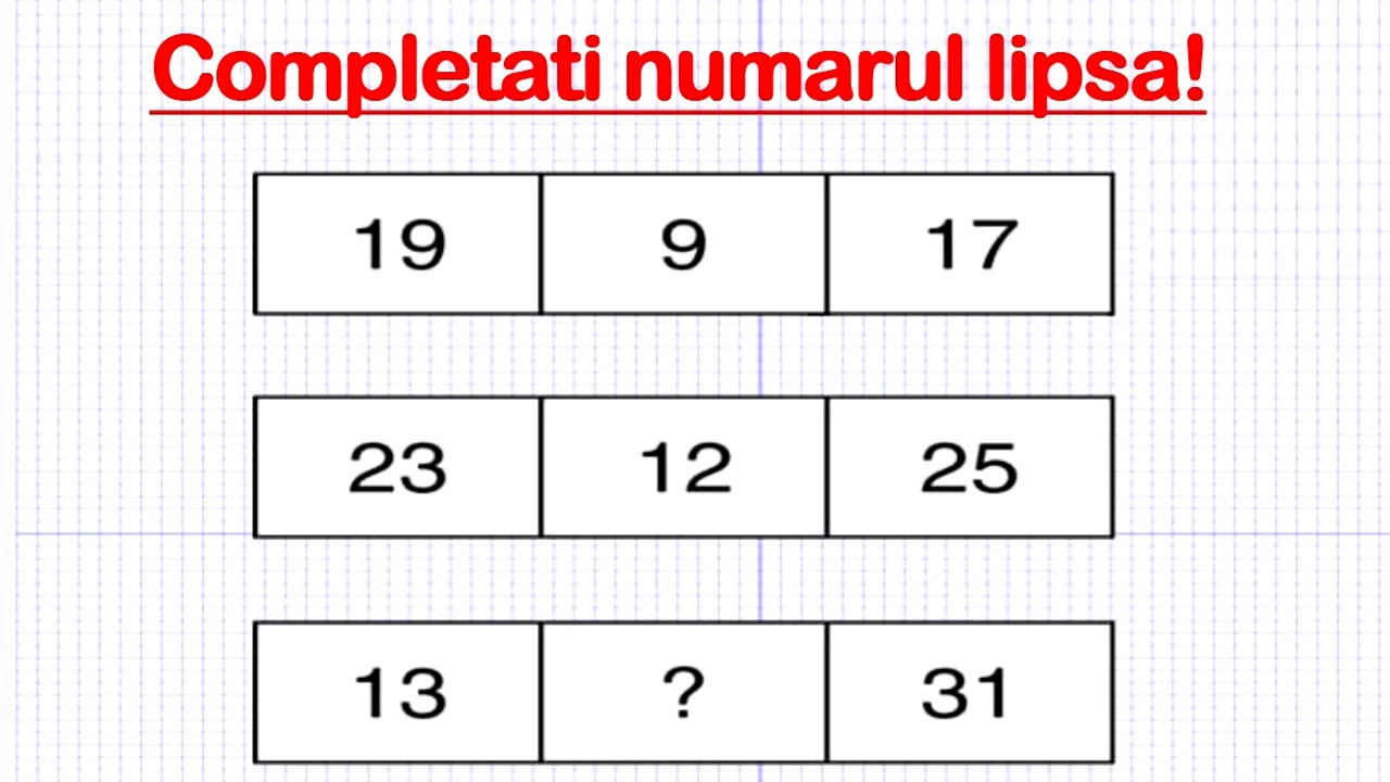 Test de inteligență de rezolvat în 30 de secunde | Ce număr lipsește?!