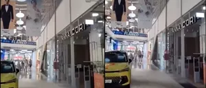 INUNDAȚIE de proporții la mall-ul din Craiova. Șuvoaie de apă curg din tavan
