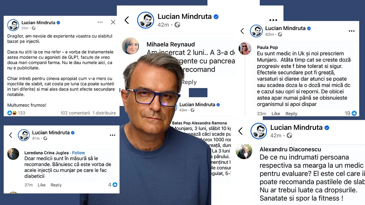 Culmea iresponsabilității! Jurnalistul Lucian Mîndruță cere sfaturi de slăbit pe Facebook. Comentariile sunt pline de tratamente și medicamente interzise în România. Soția lui Mîndruță e medic