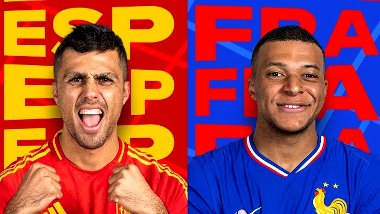 Spania - Franța, prima SEMIFINALĂ de la Euro 2024! Ce meciuri se joacă azi
