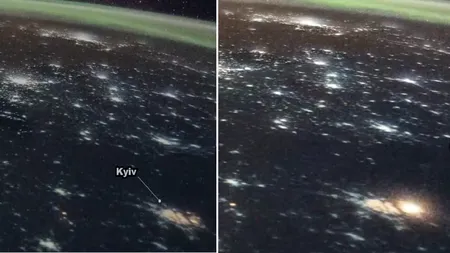 Imagini din spațiu cu Kievul bombardat cu rachete rusești. NASA a publicat filmările