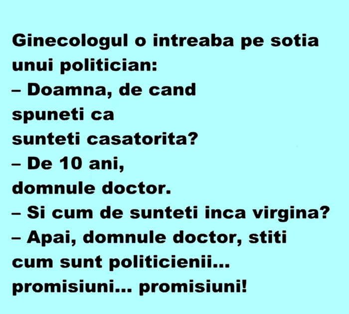 Bancul de miercuri | Ginecologul și soția politicianului 