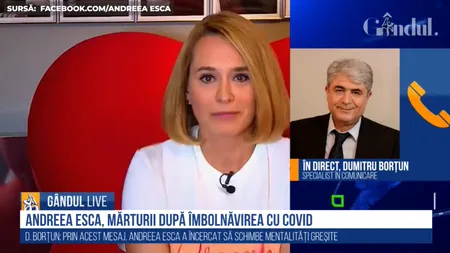 GÂNDUL LIVE. Specialistul în comunicare Dumitru Borțun, despre cele două elemente extrem de importante din cadrul interviului susținut de Andreea Esca: „A folosit un excelent antidot împotriva egocentrismului. Interviul reprezintă un gest uman, dar și o etică a jurnalistului”