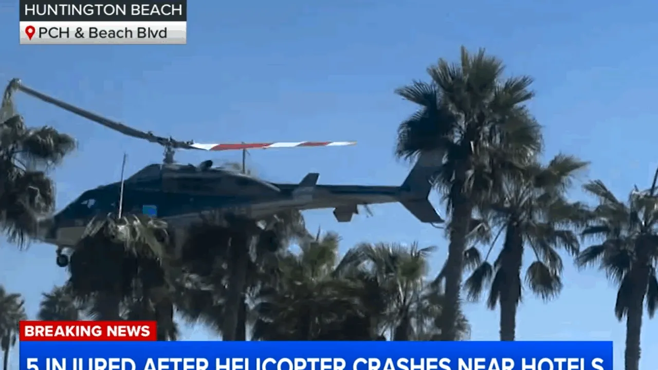 Momentul în care un elicopter se prăbușește peste pietoni, în fața unui HOTEL din California