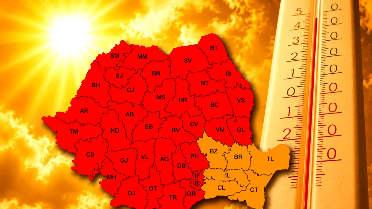 Cod roșu de caniculă în aproape toată România. Temperaturile vor ajunge și la 41 de grade Celsius