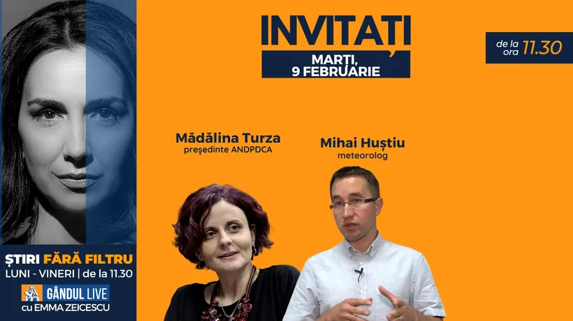 GÂNDUL LIVE. Meteorologul Mihai Huștiu se află printre invitații Emmei Zeicescu la ediția de marți, 9 februarie 2021, de la ora 11.30
