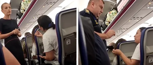 VIDEO Motivul pentru care românca din imagine a fost dată afară de către stewardesă, dintr-un avion WizzAir