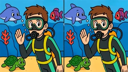 Test de inteligență | Găsiți toate cel 3 diferențe dintre acești doi scafandri