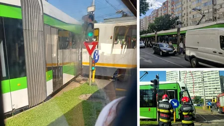 Două tramvaie s-au ciocnit în intersecția Obor, București. Liniile 5, 10 și 21 au fost blocate