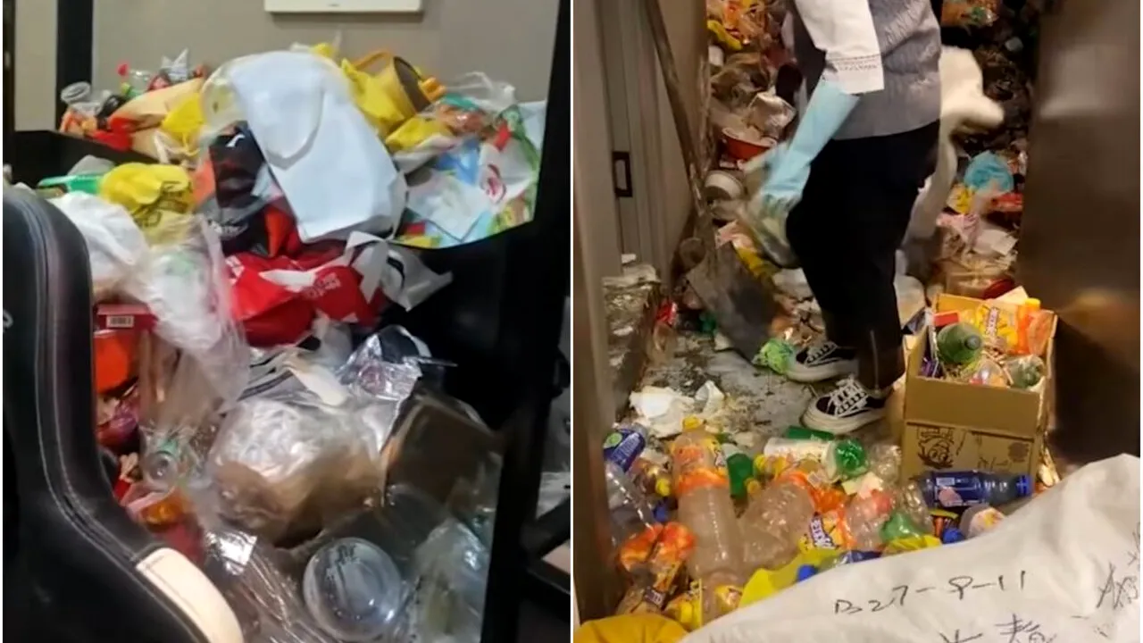 Angajații au crezut că nu văd bine. Un bărbat a lăsat un munte de gunoaie în camera de hotel de în care a locuit 2 ani, în China