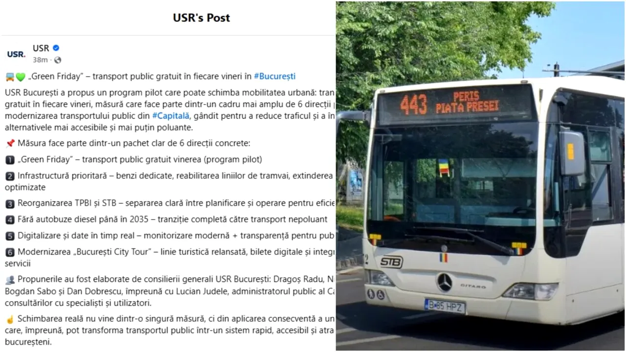 După eșecul „Vinerea Verde” pe bicicletă și trotinetă, USR propune acum gratuitate pe transportul în comun din București