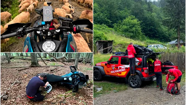 Un motociclist a căzut într-o râpă în masivul Iezer-Păpușa. Salvamontiștii au intervenit de urgență