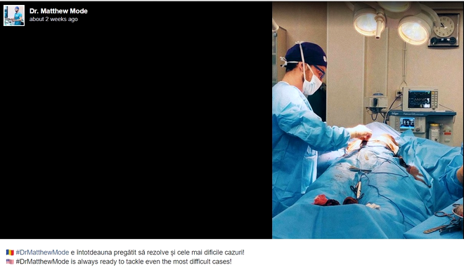 Pagina de Facebook a falsului medic chirurg italian