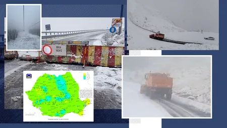 Cea mai friguroasă noapte din această toamnă. Temperaturi la limita înghețului. Zăpadă de jumătate de metru. Județe inundate. Harta frigului