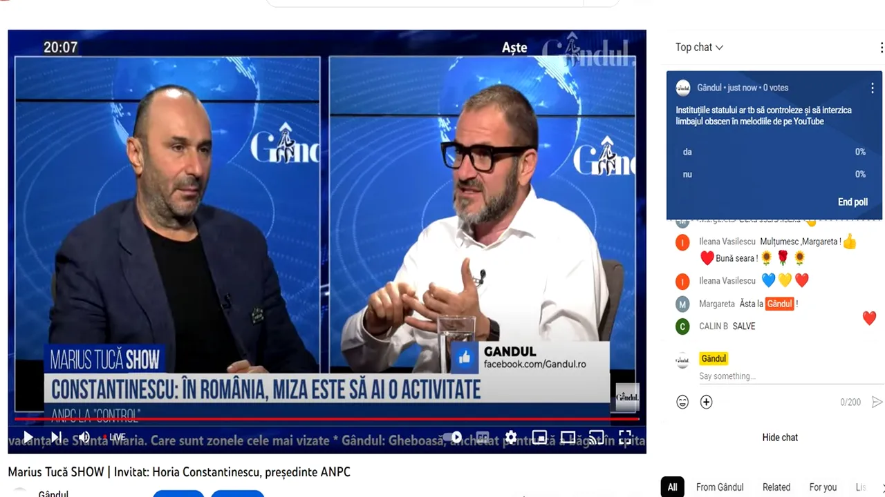 POLL Marius Tucă Show: „Instituțiile statului ar trebui să controleze și să interzică limbajul obscen în melodiile de pe Youtube?”